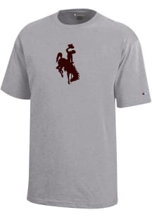 Champion Wyoming Cowboys Youth Grey Core Short Sleeve T-Shirt