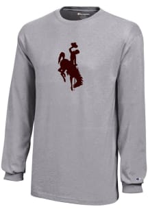 Champion Wyoming Cowboys Youth Grey Core Long Sleeve T-Shirt