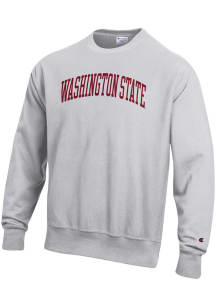 Champion Washington State Cougars Mens Grey Reverse Weave Long Sleeve Crew Sweatshirt