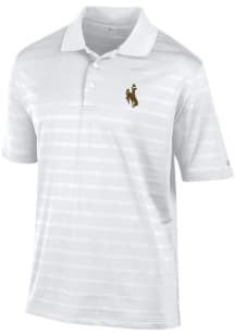 Champion Wyoming Cowboys Mens White Textured Solid Short Sleeve Polo