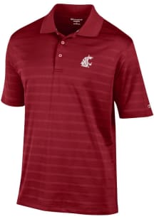 Champion Washington State Cougars Mens Red Textured Solid Short Sleeve Polo
