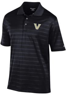 Champion Vanderbilt Commodores Mens Black Textured Solid Short Sleeve Polo
