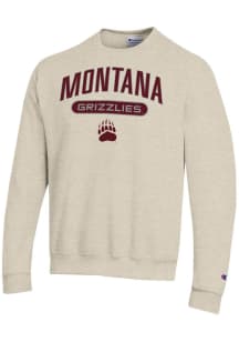 Champion Montana Grizzlies Mens Oatmeal Powerblend Long Sleeve Crew Sweatshirt