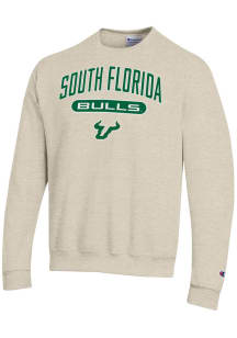 Champion South Florida Bulls Mens Oatmeal Powerblend Long Sleeve Crew Sweatshirt