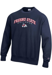 Champion Fresno State Bulldogs Mens Blue Reverse Weave Long Sleeve Crew Sweatshirt