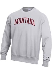 Champion Montana Grizzlies Mens Grey Reverse Weave Long Sleeve Crew Sweatshirt