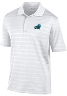 Champion Tulane Green Wave Mens White Textured Solid Short Sleeve Polo