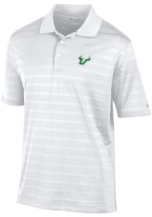 Champion South Florida Bulls Mens White Textured Solid Short Sleeve Polo