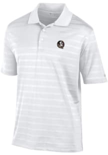 Champion Florida State Seminoles Mens White Textured Solid Short Sleeve Polo