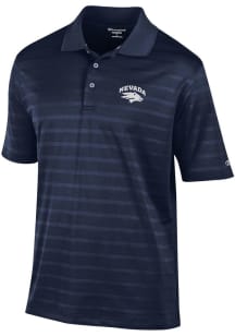 Champion Nevada Wolf Pack Mens Blue Textured Solid Short Sleeve Polo