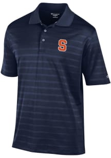 Champion Syracuse Orange Mens Blue Textured Solid Short Sleeve Polo