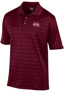 Champion Mississippi State Bulldogs Mens Red Textured Solid Short Sleeve Polo