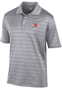 Champion Utah Utes Mens Grey Textured Solid Short Sleeve Polo