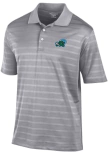 Champion Tulane Green Wave Mens Grey Textured Solid Short Sleeve Polo