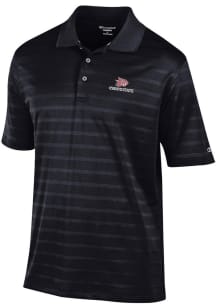 Champion CSU Chico Wildcats Mens Black Textured Solid Short Sleeve Polo