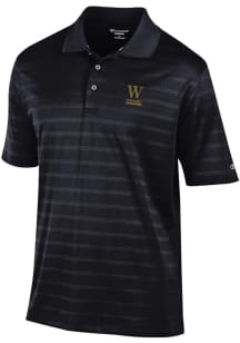 Champion Wofford Terriers Mens Black Textured Solid Short Sleeve Polo