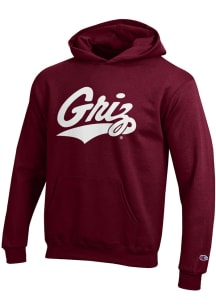 Champion Montana Grizzlies Youth Red Powerblend Long Sleeve Hoodie