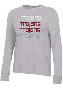 Champion Troy Trojans Womens Grey Core LS Tee