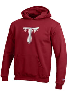 Champion Troy Trojans Youth Red Powerblend Long Sleeve Hoodie