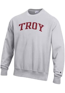 Champion Troy Trojans Mens Grey Reverse Weave Long Sleeve Crew Sweatshirt