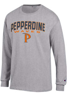 Champion Pepperdine Waves Grey Jersey Long Sleeve T Shirt