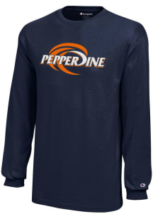Champion Pepperdine Waves Youth Blue Core Long Sleeve T-Shirt