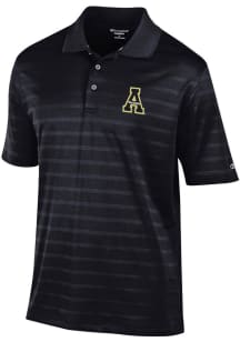 Champion Appalachian State Mountaineers Mens Black Textured Solid Short Sleeve Polo