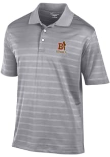 Champion Brown Bears Mens Grey Textured Solid Short Sleeve Polo