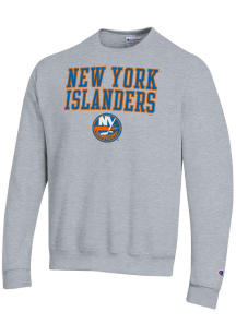 Champion New York Islanders Mens Grey Powerblend Long Sleeve Crew Sweatshirt