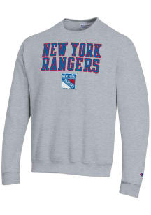 Champion New York Rangers Mens Grey Powerblend Long Sleeve Crew Sweatshirt
