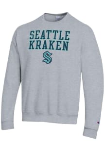 Champion Seattle Kraken Mens Grey Powerblend Long Sleeve Crew Sweatshirt