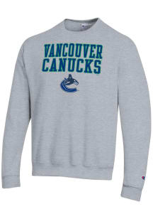 Champion Vancouver Canucks Mens Grey Powerblend Long Sleeve Crew Sweatshirt