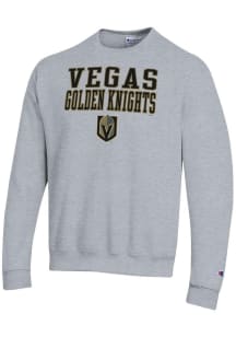 Champion Vegas Golden Knights Mens Grey Powerblend Long Sleeve Crew Sweatshirt