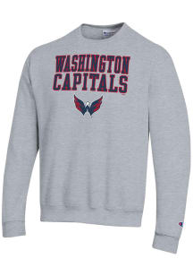 Champion Washington Capitals Mens Grey Powerblend Long Sleeve Crew Sweatshirt