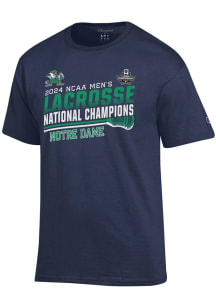 Champion Notre Dame Fighting Irish Blue 2024 NCAA Lacrosse Champs Jersey Short Sleeve T Shirt