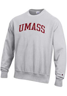 Champion Massachusetts Minutemen Mens Silver Reverse Weave Long Sleeve Crew Sweatshirt