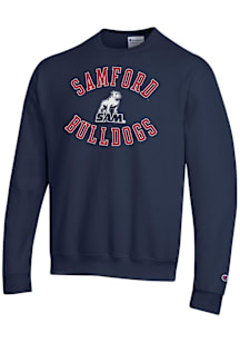 Champion Samford University Bulldogs Mens Navy Blue Powerblend Long Sleeve Crew Sweatshirt