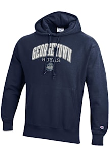 Champion Georgetown Hoyas Mens Navy Blue Reverse Weave Long Sleeve Hoodie