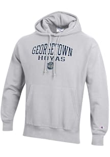 Champion Georgetown Hoyas Mens Silver Reverse Weave Long Sleeve Hoodie
