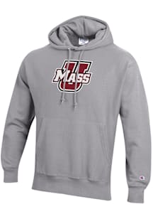 Champion Massachusetts Minutemen Mens Grey Reverse Weave Long Sleeve Hoodie