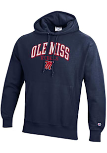 Champion Ole Miss Rebels Mens Navy Blue Reverse Weave Long Sleeve Hoodie