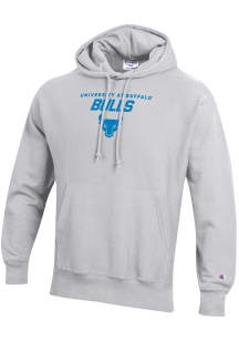 Champion Buffalo Bulls Mens Silver Reverse Weave Long Sleeve Hoodie