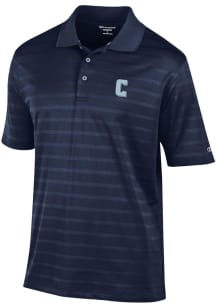Champion Columbia College Cougars Mens Blue Textured Solid Short Sleeve Polo