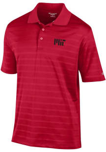 Champion MIT Engineers Mens Red Textured Solid Short Sleeve Polo