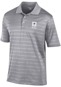 Champion NYU Violets Mens Grey Textured Solid Short Sleeve Polo