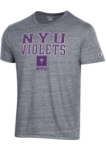Champion NYU Violets Grey Tri-Blend Short Sleeve Fashion T Shirt