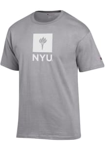 Champion NYU Violets Grey Jersey Short Sleeve T Shirt