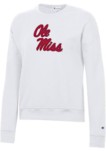 Champion Ole Miss Rebels Womens White Powerblend Crew Sweatshirt