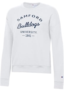 Champion Samford University Bulldogs Womens White Powerblend Crew Sweatshirt