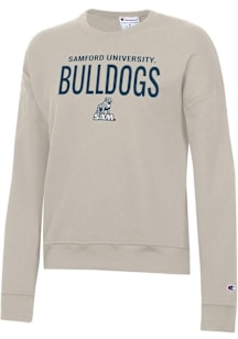 Champion Samford University Bulldogs Womens Tan Powerblend Crew Sweatshirt